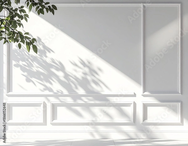 Obraz White Wall Texture with Tree Shadows