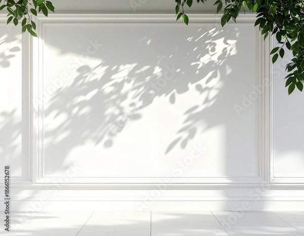 Obraz White Wall Texture with Tree Shadows