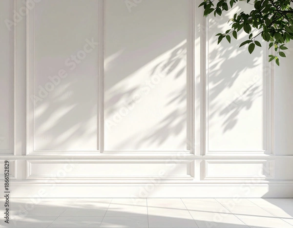 Obraz White Wall Texture with Tree Shadows