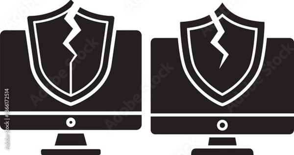 Obraz Vulnerable computers silhouette needing cybersecurity