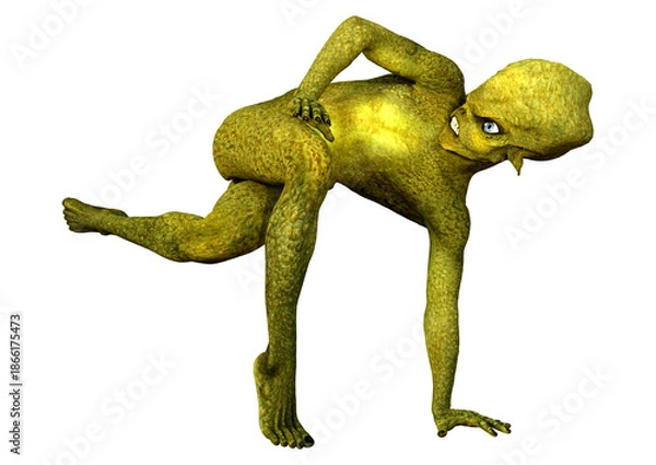 Fototapeta 3D Rendering Green Alien on White