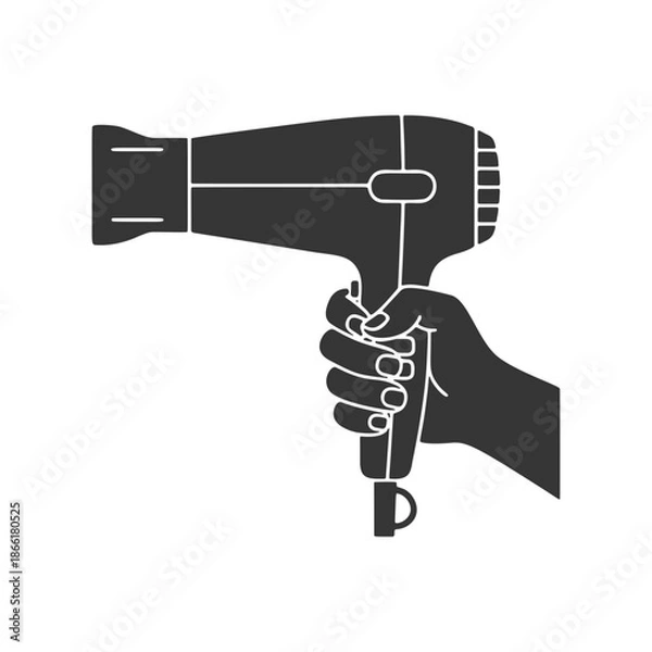 Obraz ドライヤーを持つ手のシルエットアイコン