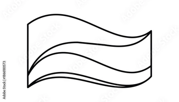 Obraz A minimalist line art design featuring wavy lines within a rectangular frame