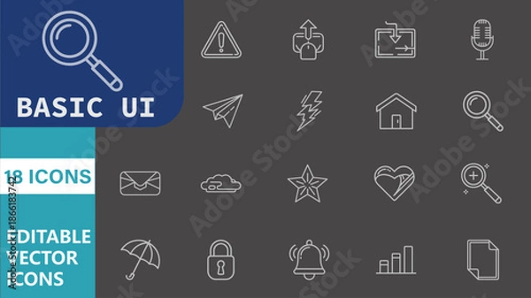 Obraz Essential User Interface Icons Set, Editable Vector Graphics For Design