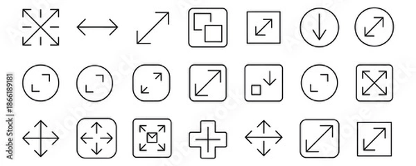 Obraz Collection of basic UI and workflow navigation icons for digital design