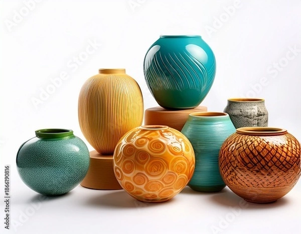 Obraz colorful home decor objects isolated on white background for creative projects