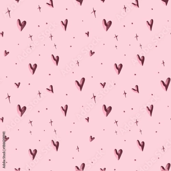 Fototapeta Seamless pattern pink heart