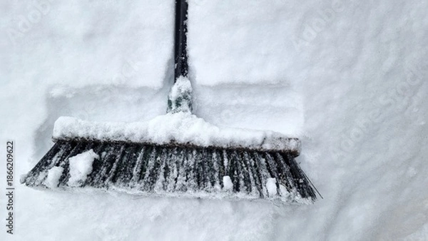 Obraz Sweeping snow in winter