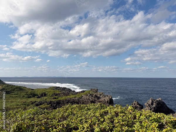 Obraz 沖縄の海と空と崖