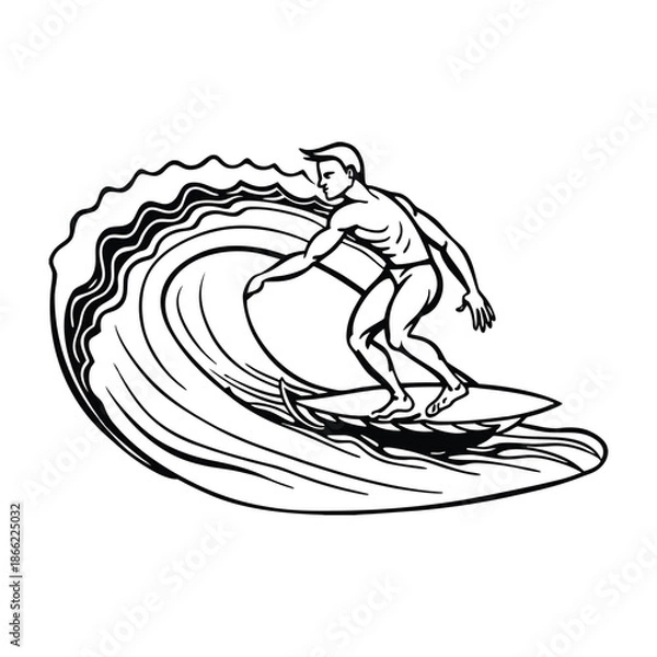 Obraz Surfer silhouette riding ocean wave