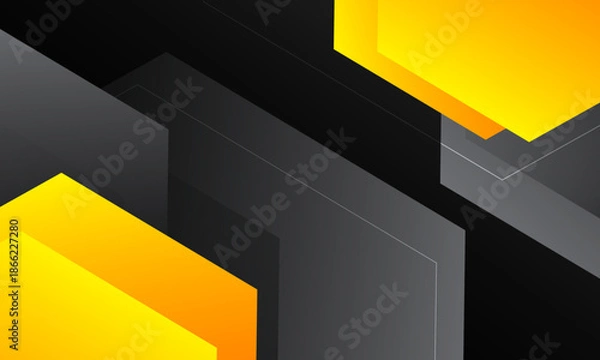 Obraz Abstract grey and yellow hexagons background. Vector illustration