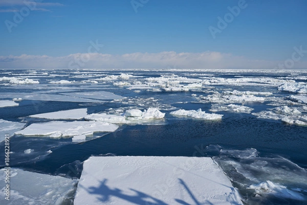 Obraz 北海道　船上から見たオホーツク海の流氷