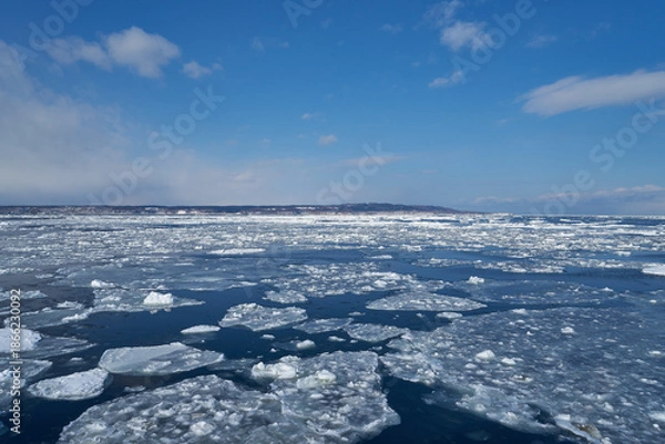 Obraz 北海道　船上から見たオホーツク海の流氷