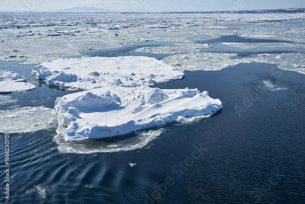 Obraz 北海道　船上から見たオホーツク海の流氷