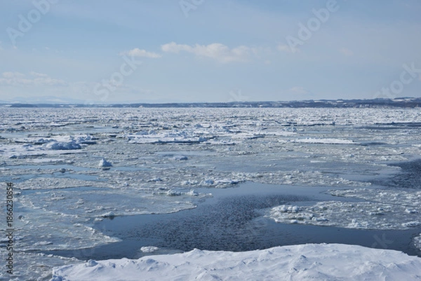 Obraz 北海道　船上から見たオホーツク海の流氷