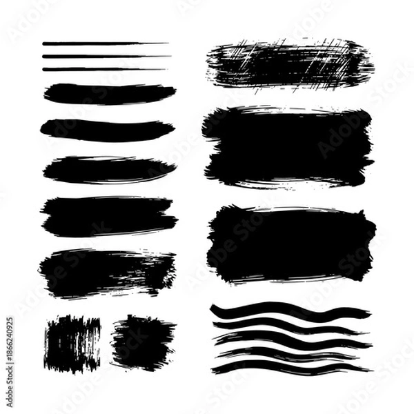 Obraz Black Hand Painted Brush Strokes