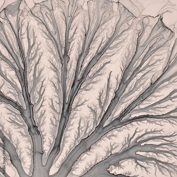 Obraz Abstract Tree Branching Pattern in Gray and White.