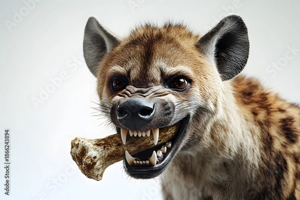 Obraz Wild Hyena Chewing on a Bone