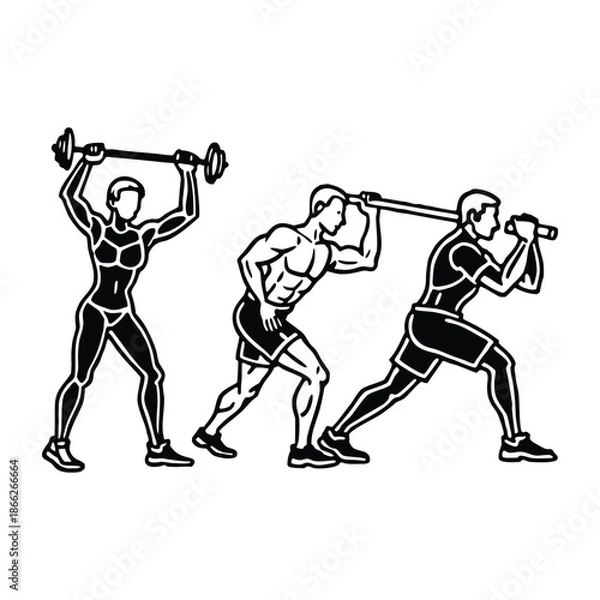 Obraz Gym exercise strength silhouette