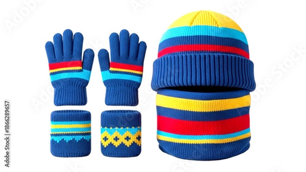 Obraz Stylish Gloves and Hat Set Display in Studio Environment