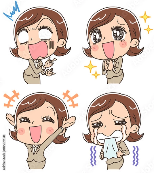 Obraz 表情豊かなビジネスウーマンのイラスト