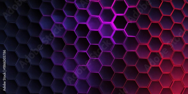 Fototapeta Glowing Hexagon Gradient Background