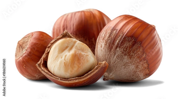 Fototapeta hazelnuts on a white background