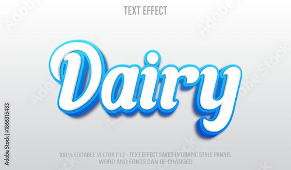 Fototapeta Dairy 3d editable text effect style