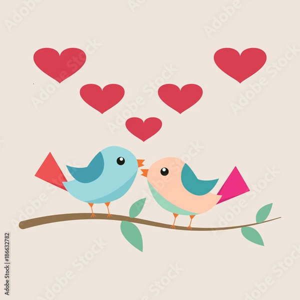Obraz cute bird in love vector