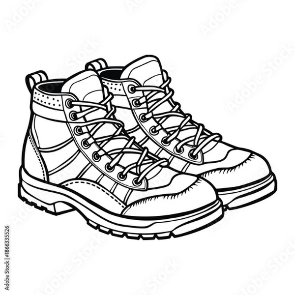 Obraz Realistic hiking boots rendered