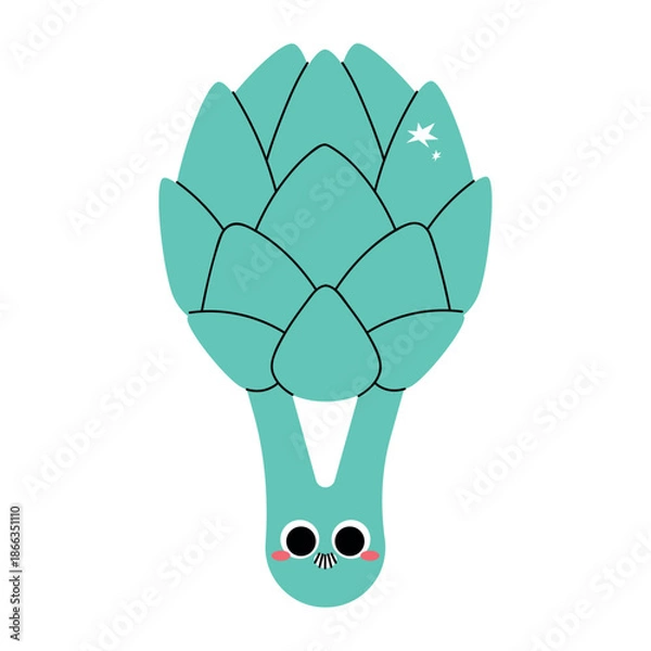 Obraz Artichoke Vegetable Flat Vector Illustration