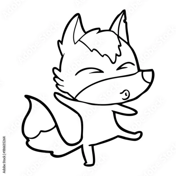 Fototapeta cartoon wolf pouting
