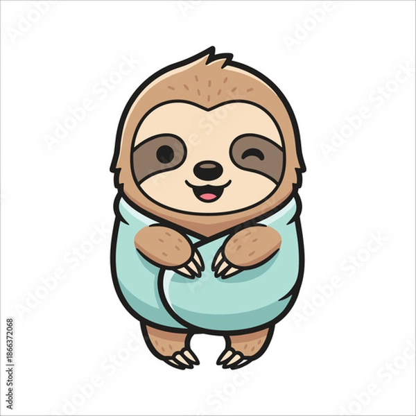 Obraz Cute Sloth in Comfortable Blue Sweater
