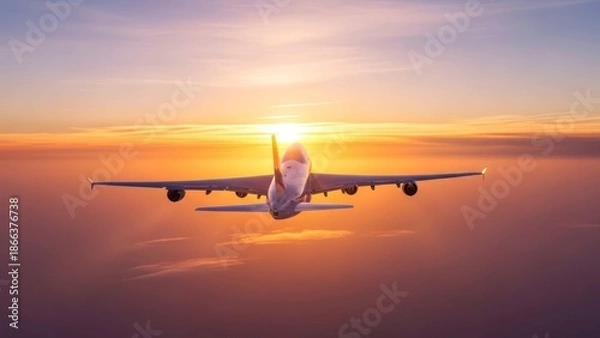 Fototapeta Airplane sunset