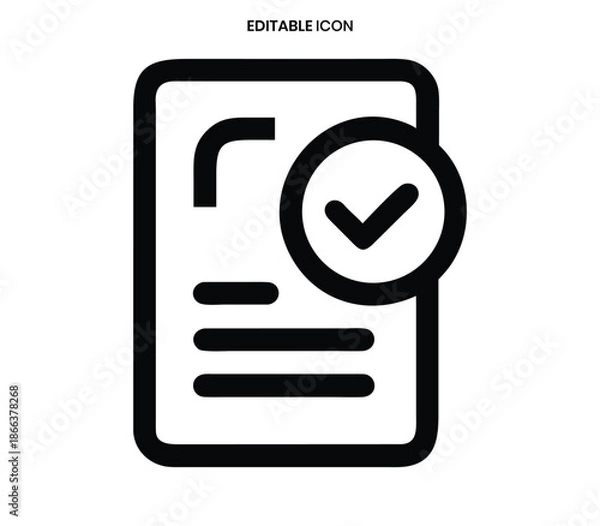 Obraz Document with checkmark and list icon representing completion approval or successful task management