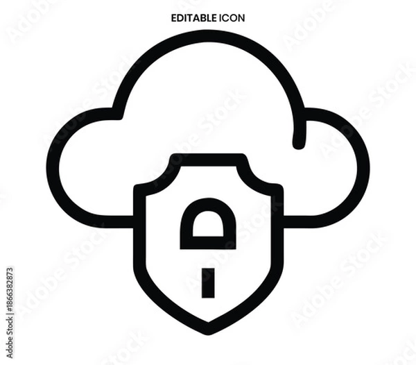 Obraz Secure cloud storage concept a shield with a lock inside a cloud outline icon