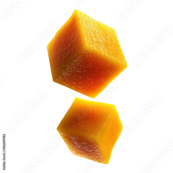 Obraz Two Mango Cubes isolated on a transparent background