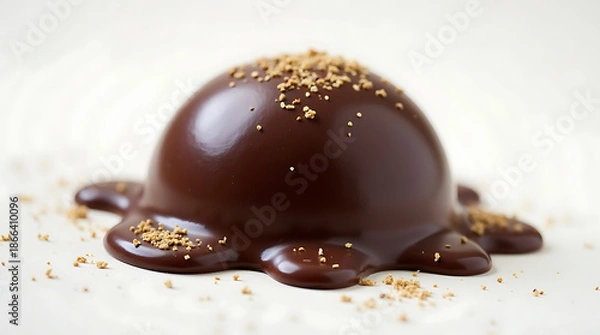 Fototapeta Chocolate Easter egg with hazelnuts isolated on a white background
