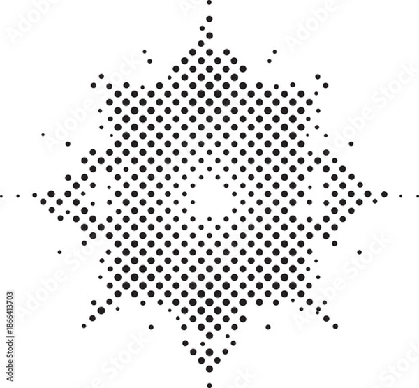 Fototapeta halftone star pattern with dots on white background