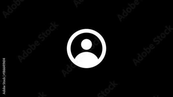 Obraz Simple white profile icon on a black background