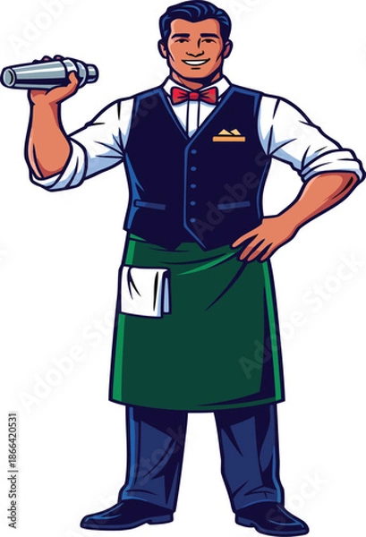 Obraz Professional Bartender with Cocktail Shaker