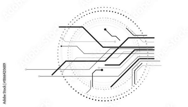 Fototapeta Grey white Abstract technology background with various technology elements