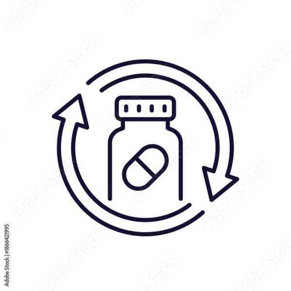 Obraz refill pill bottle icon, line vector