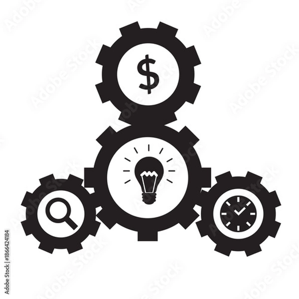 Obraz Gears icons set. Icon of loading, development, process, evolution, operation, develop. Vector illustration.