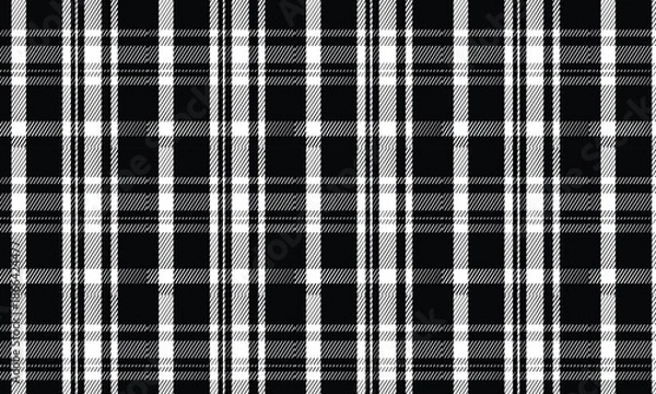 Fototapeta Black White Gingham Seamless Vichy Plaid Fabric Pattern