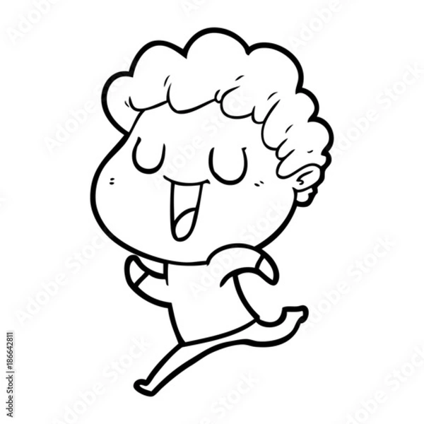 Obraz laughing cartoon man running