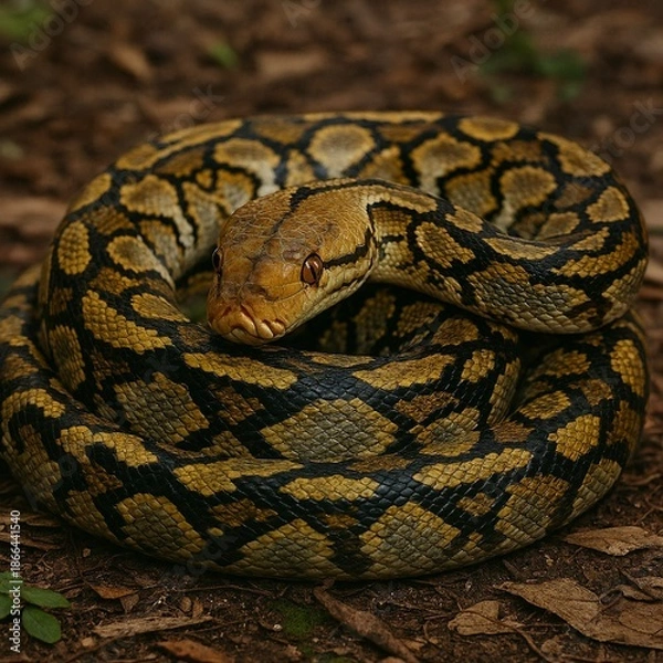 Obraz a phyton snake closeup AI generated