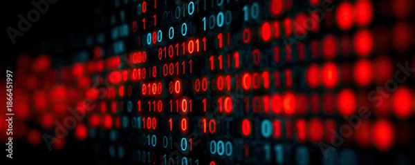 Obraz Futuristic binary code background for data transmission and cybersecurity concepts