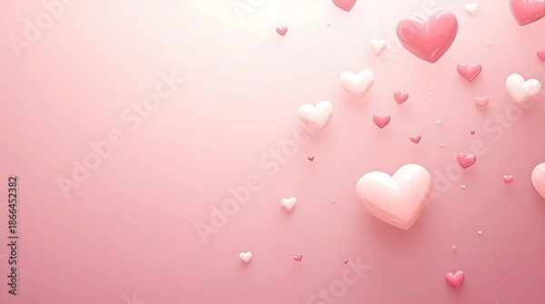 Obraz Floating Pink Hearts Love Background