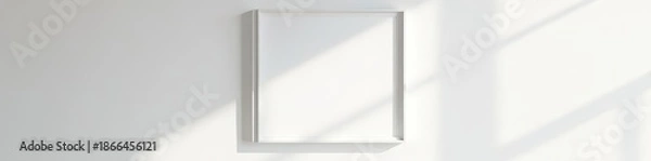 Obraz Elegant white wall, simple square poster frame, advertising, concept